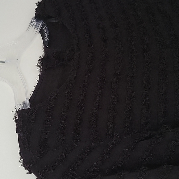 Zara Women's Black Open-Back Flocked Stripe Top-Size XS - Picture 3 of 13
